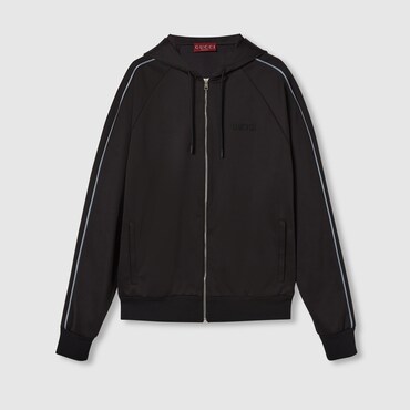 GUCCI Embroidered Jersey Zip Jacket, Size L