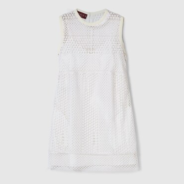 GUCCI Cotton Macramé Mini Dress, Size 38 IT