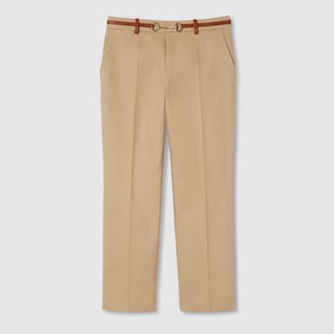 GUCCI Cotton Drill Trousers With Horsebit, Size 40 IT