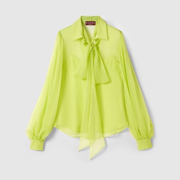 GUCCI Silk Chiffon Shirt, Size 46 IT