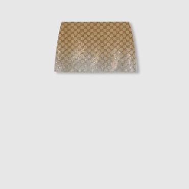 GUCCI Embroidered GG Canvas Mini Skirt, Size 42 IT