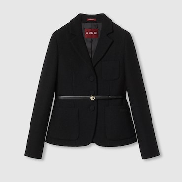 GUCCI Wool Bouclé Jacket With Embroidery, Size 48 IT