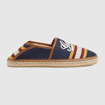 GUCCI Men's Espadrille With Script, Size 39.5 IT