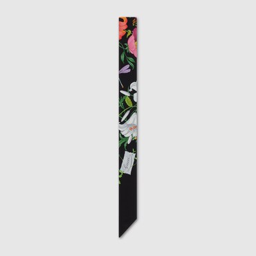 GUCCI Printed Silk Twill Neck Bow