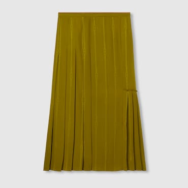 GUCCI Chain And Belt Silk Jacquard Skirt, Size 38 IT