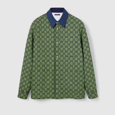 GUCCI GG Gingham Cotton Wool Jacket, Size 56