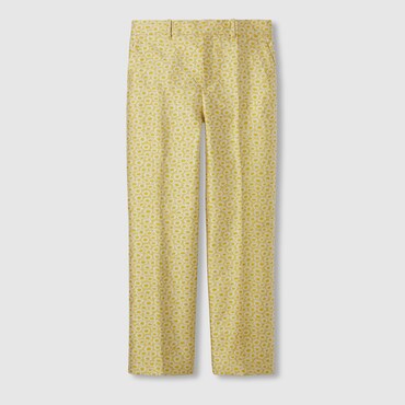GUCCI Silk Blend Floral Jacquard Trousers, Size 38 IT