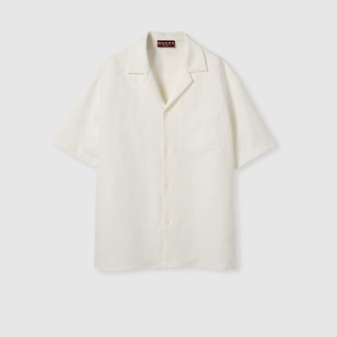 GUCCI Linen Blend GG Canvas Shirt, Size 44