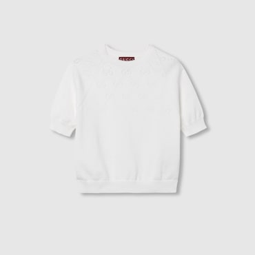 GUCCI GG Cotton Crewneck Top, Size XS