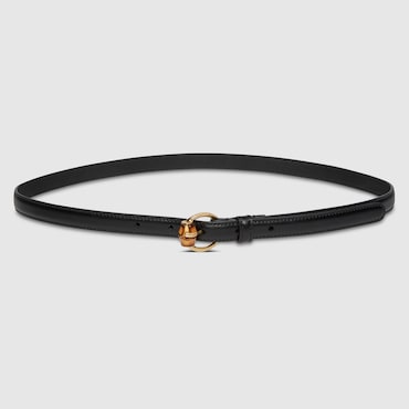 GUCCI Thin Belt With Bamboo Detail Buckle, Size 100