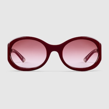 GUCCI Women's Round Frame Sunglasses, Red