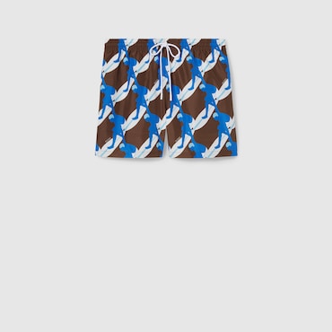 GUCCI Printed Technical Poplin Swim Short, Size 54 IT