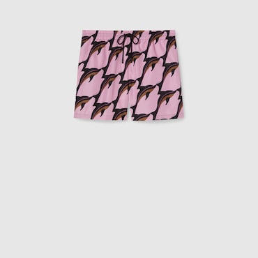 GUCCI Printed Technical Poplin Swim Short, Size 50 IT