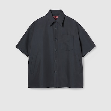 GUCCI Oversize Cotton Gabardine Shirt, Size 52