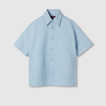 GUCCI Oversize GG Cotton Shirt, Size 46