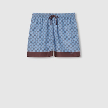 GUCCI Printed Poplin Tech Swim Shorts, Size 54 IT