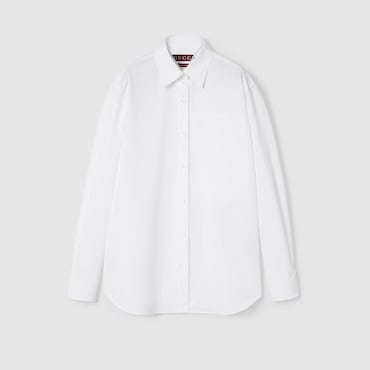 GUCCI Cotton Poplin Shirt With Logo, Size 50 IT
