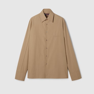 GUCCI Embossed Cotton Poplin Shirt, Size 58