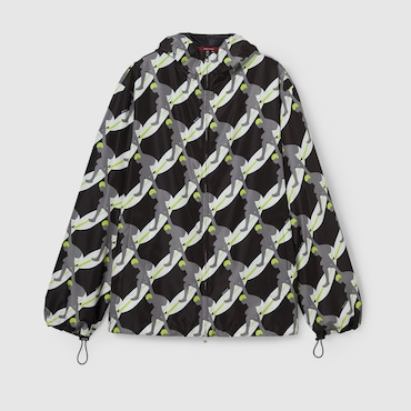 GUCCI Printed Technical Poplin Zip Jacket, Size 52