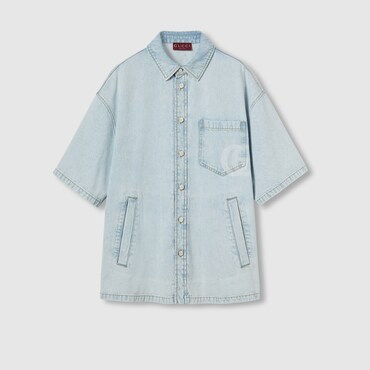 GUCCI Lasered Denim Shirt, Size 50 IT