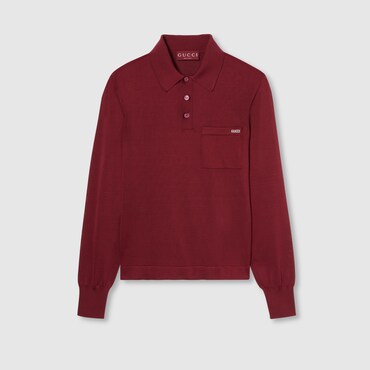 GUCCI Fine Silk Polo Top, Size XL