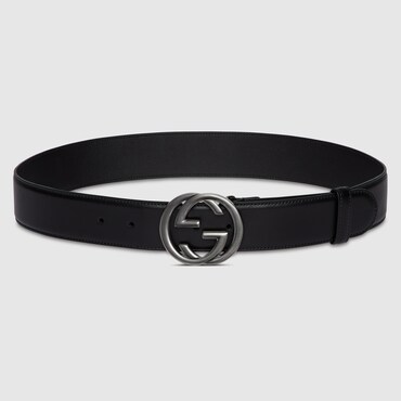 GUCCI Belt With Interlocking G Buckle, Size 95