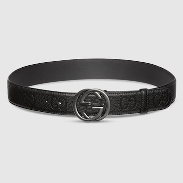 GUCCI Belt With Interlocking G Buckle, Size 115