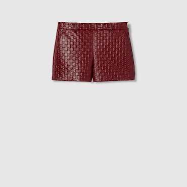GUCCI Short En Cuir GG Embossé, Taille 40 IT