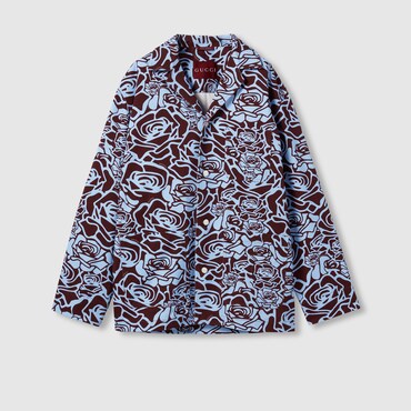 GUCCI Printed Cotton Gabardine Jacket, Size 46