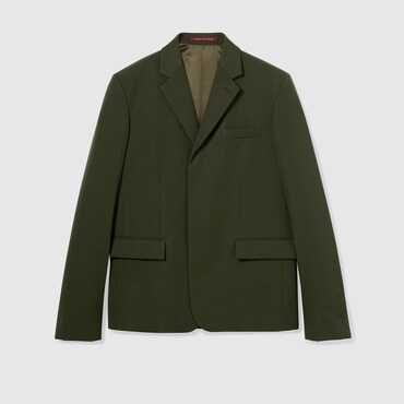 GUCCI Embossed Wool Gabardine Jacket, Size 52 IT