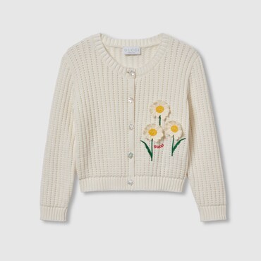 GUCCI Kids - Cotton Cardigan With Embroidery, Size 4 YEARS