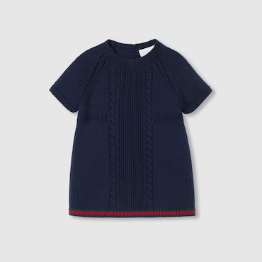 GUCCI Baby - Wool Dress With Web, Size 9-12 MONTHS