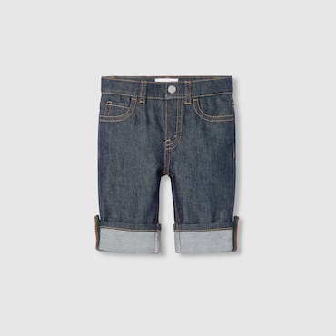 GUCCI Baby - Denim Pants With Web, Size 9-12 MONTHS