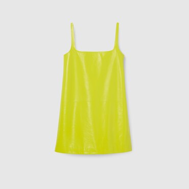 GUCCI Shiny Leather Mini A-line Dress, Size 38 IT