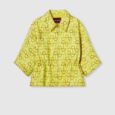 GUCCI Printed Short Sleeve Boxy Jacket, Size 42 IT