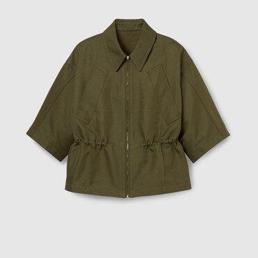 GUCCI Cotton Gabardine Short Sleeve Jacket, Size 46 IT