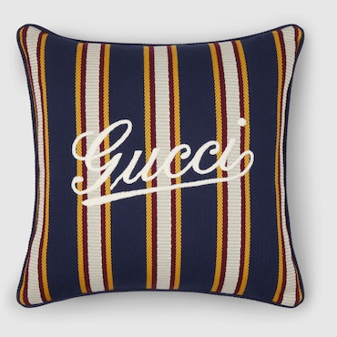 GUCCI Kleines Kissen Aus Gestreiftem Baumwolljacquard