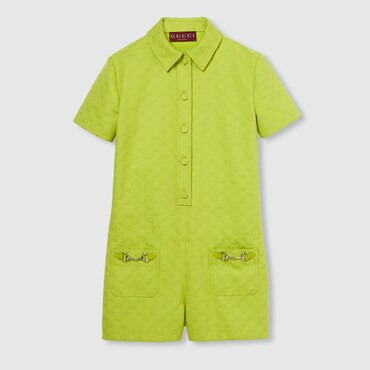 GUCCI GG Canvas Jumpsuit With Horsebit, Size 44 IT