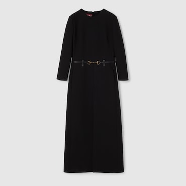 GUCCI Cotton Crêpe Dress With Horsebit, Size 38 IT