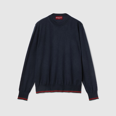 GUCCI Wool Knit Jumper With Web, Size L