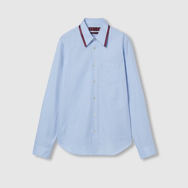 GUCCI Oxford Cotton Shirt With Web, Size 14+