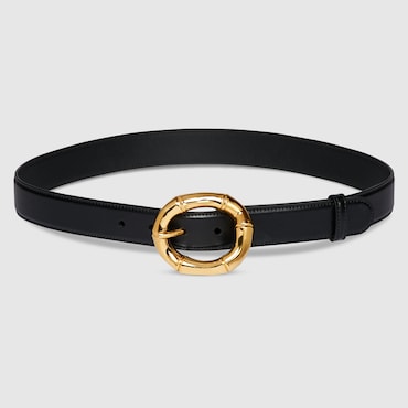 GUCCI Cintura Con Fibbia Rotonda A Forma Di Bambù, Taglia 90