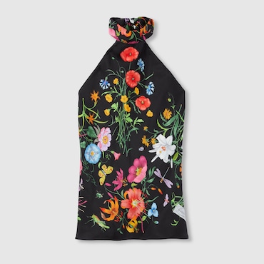 GUCCI Self-tie Silk Twill Halter Top