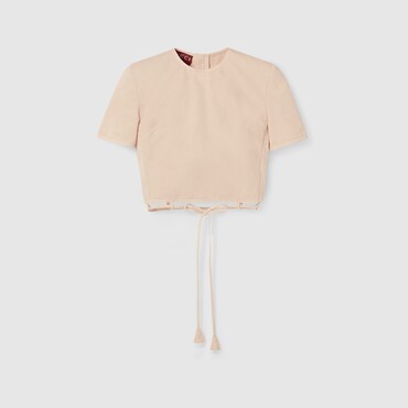 GUCCI Haut En Lin Et Coton Avec Cordons Au Niveau De L’ourlet, Taille 46 IT