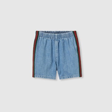 GUCCI Baby - Denim Shorts With Web, Size 36 MONTHS