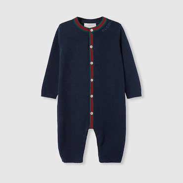 GUCCI Baby - Cotton One-piece With Embroidery, Size 18-24 MONTHS