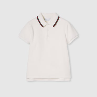 GUCCI Kids - Cotton Polo Shirt With Web, Size 6 YEARS