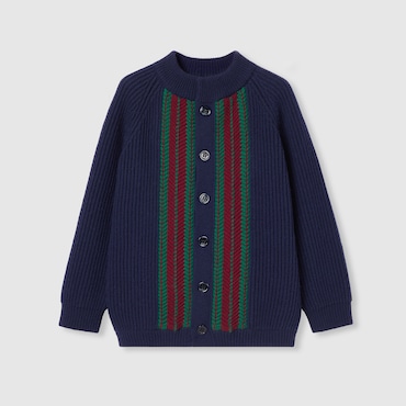 GUCCI Kids - Wool Cardigan With Web, Size 4 YEARS