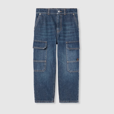 GUCCI Kids - Denim Pants With Web, Size 10 YEARS