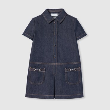 GUCCI Kids - Denim Dress With Horsebit, Size 6 YEARS
